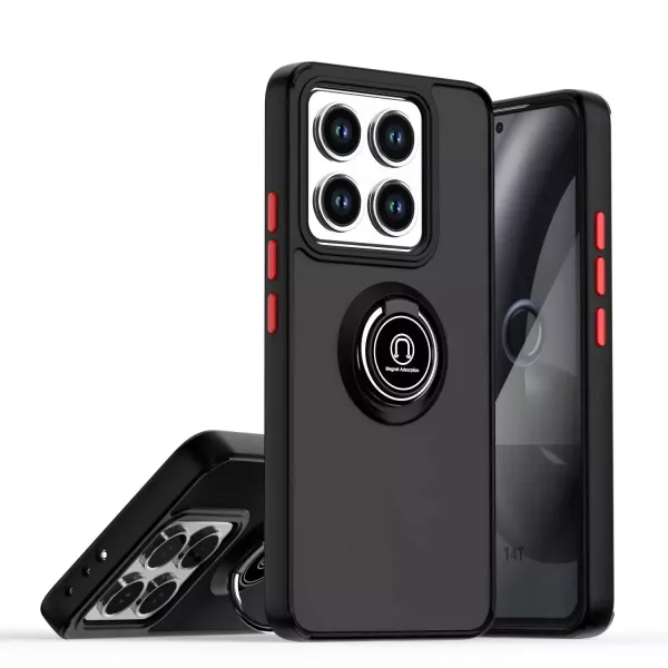 Xiaomi Mi 14t Pro Kılıf Montreal Yüzüklü Silikon Kapak - Siyah