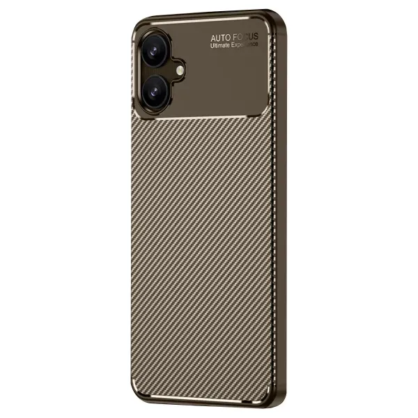 Samsung Galaxy A06 Kılıf Auto Focus Karbon Kapak - Kahverengi