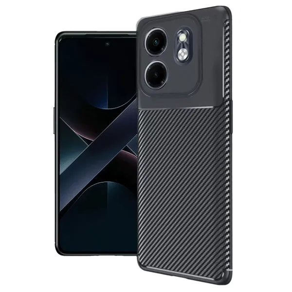 İnfinix Smart 9 Kılıf Auto Focus Karbon Kapak - Siyah