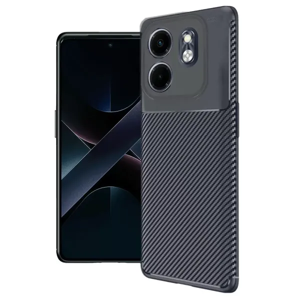 İnfinix Smart 9 Kılıf Auto Focus Karbon Kapak - Lacivert