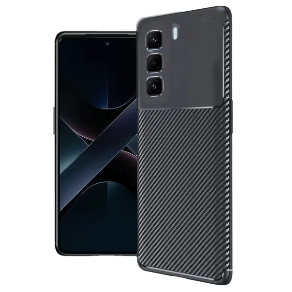 İnfinix Hot 50 4g Kılıf Auto Focus Karbon Kapak - Siyah