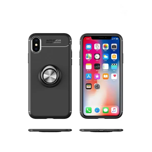 Apple İphone Xs Max Kılıf Range Yüzüklü Silikon - Siyah-mavi