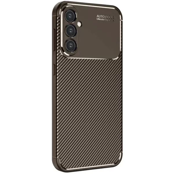 Samsung Galaxy A26 Kılıf Auto Focus Karbon Kapak - Kahverengi