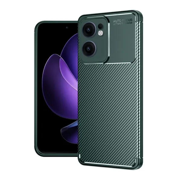 Oppo Reno 13f Kılıf Auto Focus Karbon Kapak - Koyu Yeşil