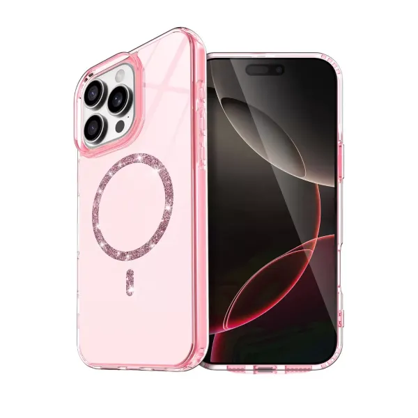 Apple İphone 15 Pro Max Live Diamond Magsafe Kapak - Pembe