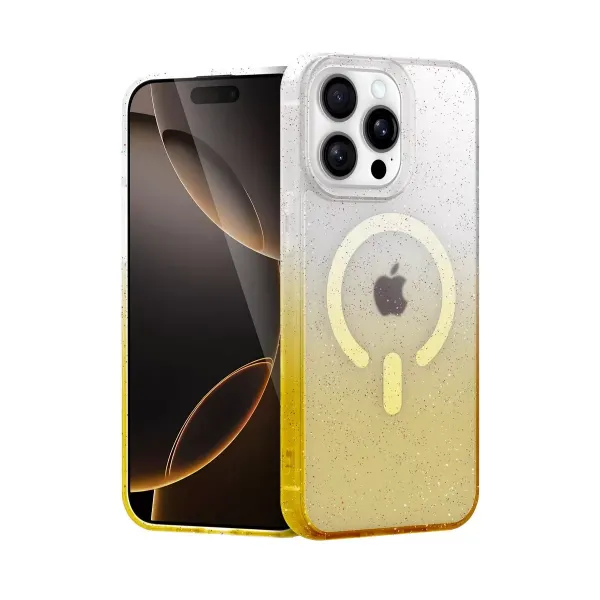 Apple İphone 14 Pro Pummel Shiny Magsafe Kapak - Gold