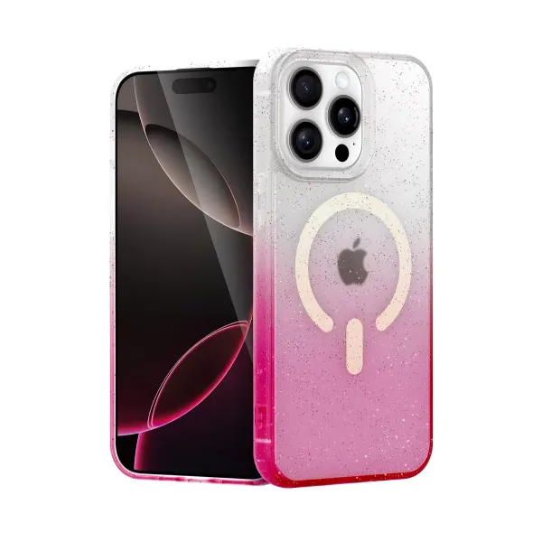 Apple İphone 14 Pro Pummel Shiny Magsafe Kapak - Pembe