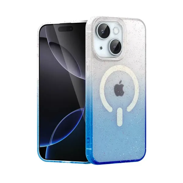 Apple İphone 15 Plus Pummel Shiny Magsafe Kapak - Mavi