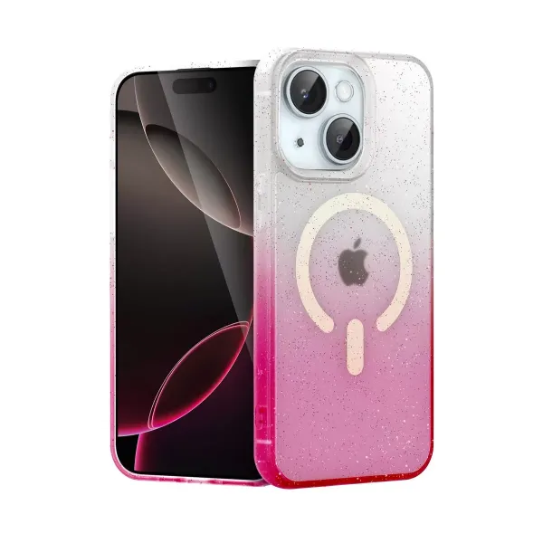 Apple İphone 15 Plus Pummel Shiny Magsafe Kapak - Pembe