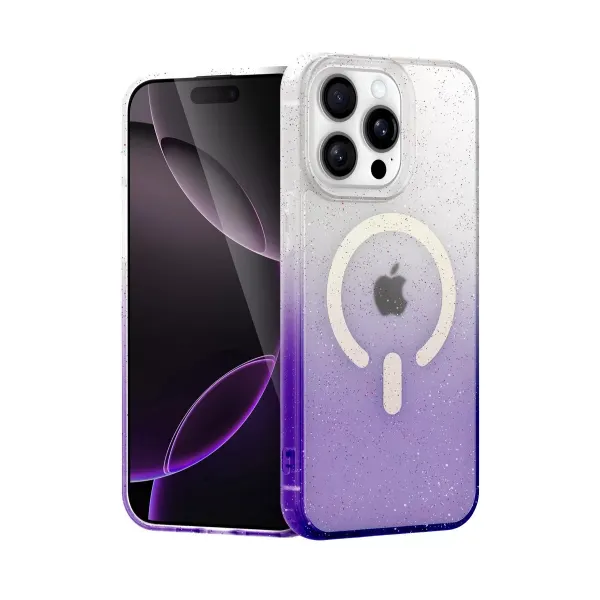 Apple İphone 15 Pro Max Pummel Shiny Magsafe Kapak - Mor