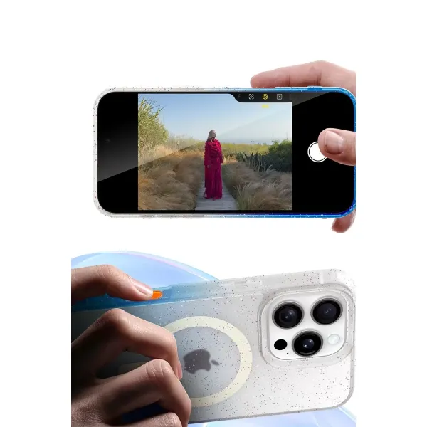 Apple İphone 12 Pummel Shiny Magsafe Kapak - Mavi