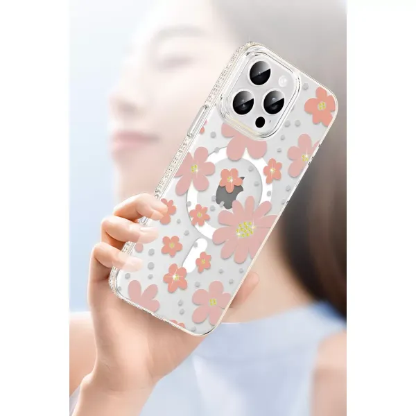 Joko Apple İphone 16 Pro Max Floral Magsafe Kapak - Turuncu