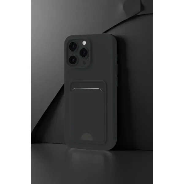 Apple İphone 16 Pro Max Kılıf Kelvin Kartvizitli Silikon - Siyah
