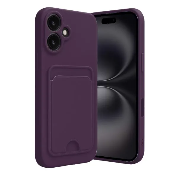Apple İphone 16 Kılıf Kelvin Kartvizitli Silikon - Derin Mor