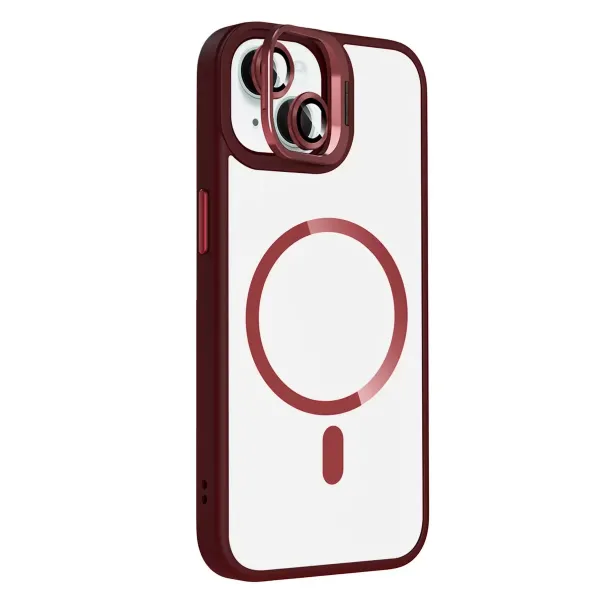 Joko Apple İphone 13 Remim Lensli Magsafe Standlı Kapak - Bordo