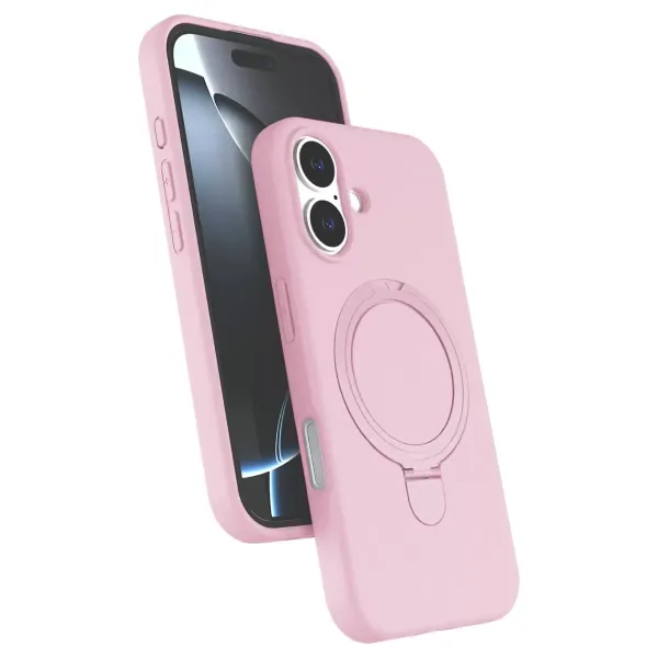 Apple İphone 16 Plus Regal Magsafe Standlı Kapak - Açık Pembe