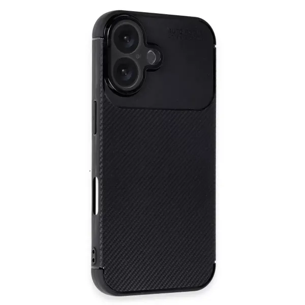 Apple İphone 16 Kılıf Auto Focus Karbon Kapak - Siyah