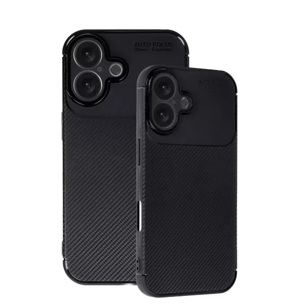 Apple İphone 16 Kılıf Auto Focus Karbon Kapak - Siyah