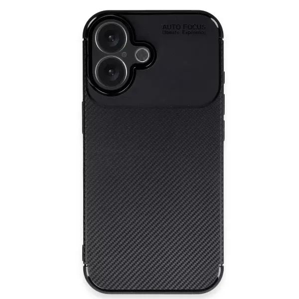 Apple İphone 16 Kılıf Auto Focus Karbon Kapak - Siyah