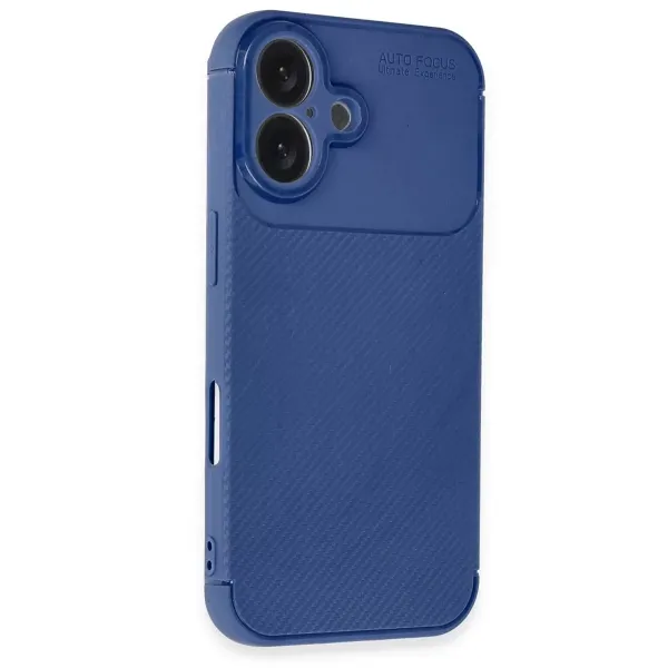 Apple İphone 16 Kılıf Auto Focus Karbon Kapak - Lacivert