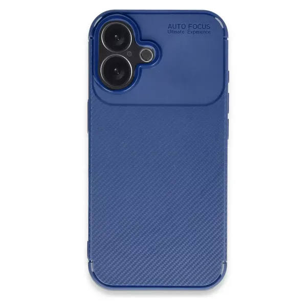 Apple İphone 16 Kılıf Auto Focus Karbon Kapak - Lacivert