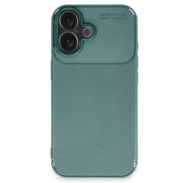Apple İphone 16 Kılıf Auto Focus Karbon Kapak - Koyu Yeşil