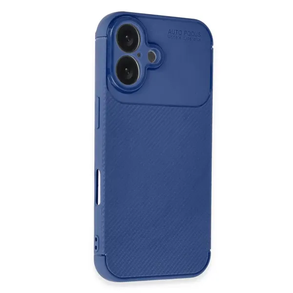 Apple İphone 16 Plus Kılıf Auto Focus Karbon Kapak - Lacivert