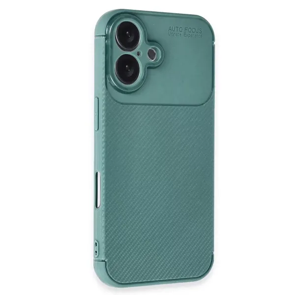 Apple İphone 16 Plus Kılıf Auto Focus Karbon Kapak - Koyu Yeşil