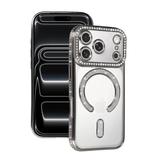 Apple İphone 17 Pro Joke Simli Magneticsafe Kılıf - Gümüş