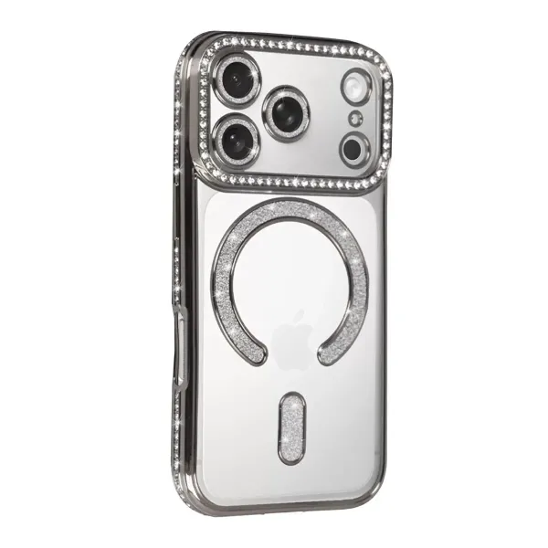 Apple İphone 17 Pro Joke Simli Magneticsafe Kılıf - Gümüş