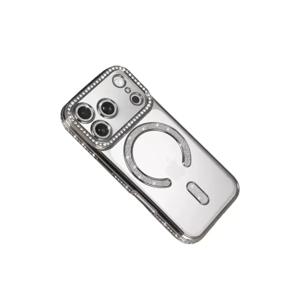 Apple İphone 17 Pro Joke Simli Magneticsafe Kılıf - Gümüş