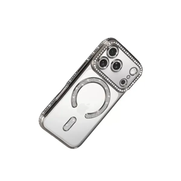Apple İphone 17 Pro Joke Simli Magneticsafe Kılıf - Gümüş