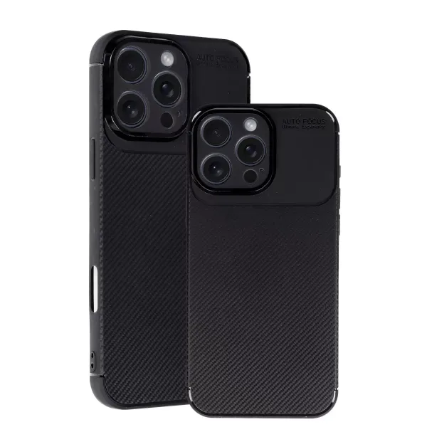 Apple İphone 16 Pro Kılıf Auto Focus Karbon Kapak - Siyah