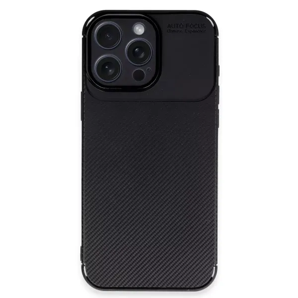 Apple İphone 16 Pro Kılıf Auto Focus Karbon Kapak - Siyah
