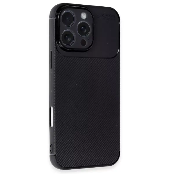 Apple İphone 16 Pro Kılıf Auto Focus Karbon Kapak - Siyah