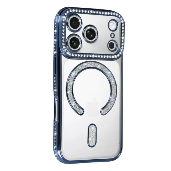 Apple İphone 17 Pro Max Joke Simli Magneticsafe Kılıf - Mavi