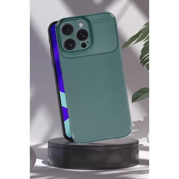 Apple İphone 16 Pro Max Kılıf Auto Focus Karbon Kapak - Lacivert