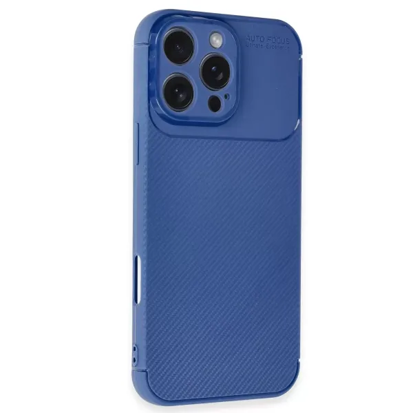 Apple İphone 16 Pro Max Kılıf Auto Focus Karbon Kapak - Lacivert