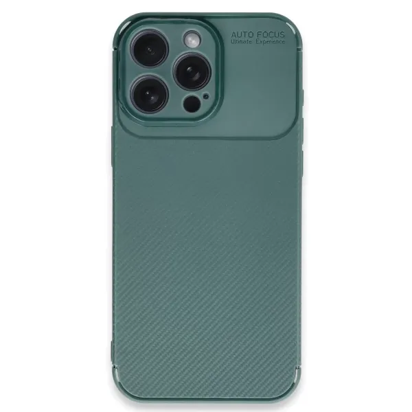 Apple İphone 16 Pro Max Kılıf Auto Focus Karbon Kapak - Koyu Yeşil