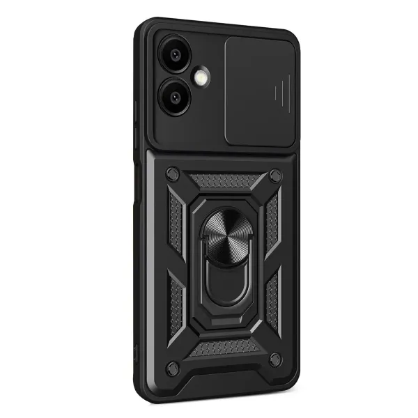 Samsung Galaxy A07 4g Pars Lens Yüzüklü Silikon - Siyah