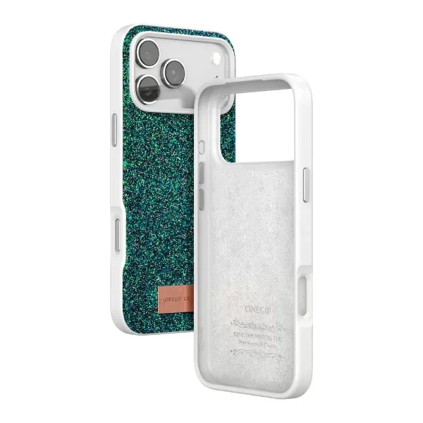 Onegif Apple İphone 17 Pro Bright Simli Kapak - Koyu Yeşil