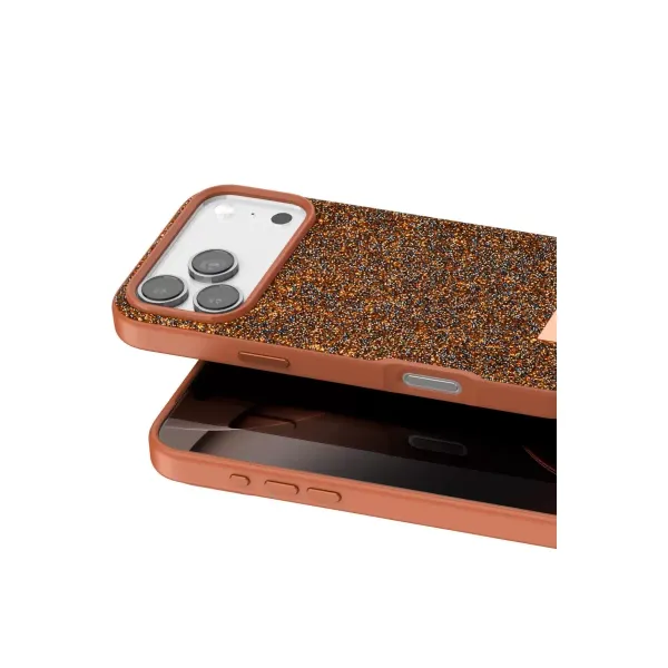Onegif Apple İphone 17 Pro Bright Simli Kapak - Turuncu