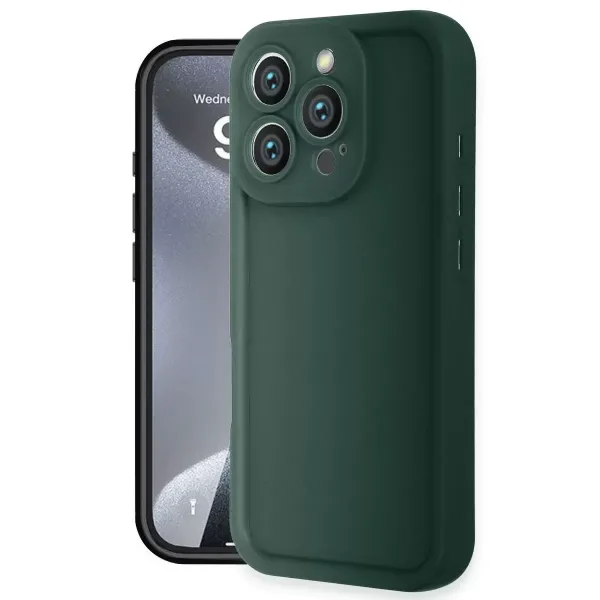 Apple İphone 16 Pro Kılıf Viera Silikon - Koyu Yeşil