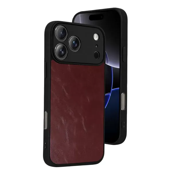 Apple İphone 17 Pro Aras Deri Kapak - Bordo