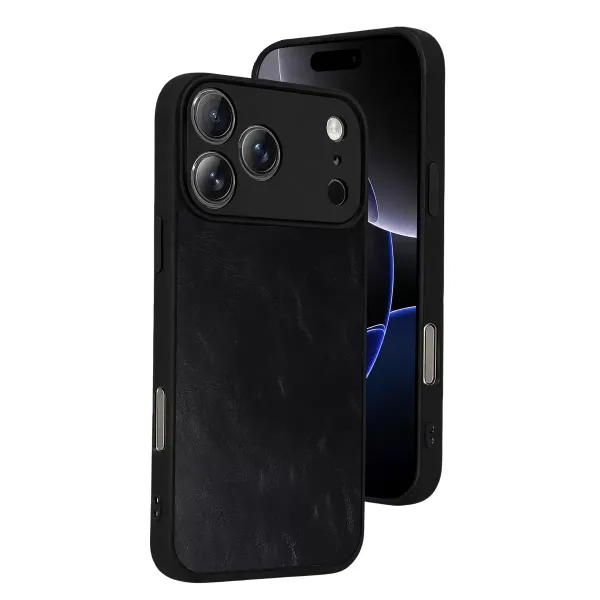 Apple İphone 17 Pro Aras Deri Kapak - Siyah