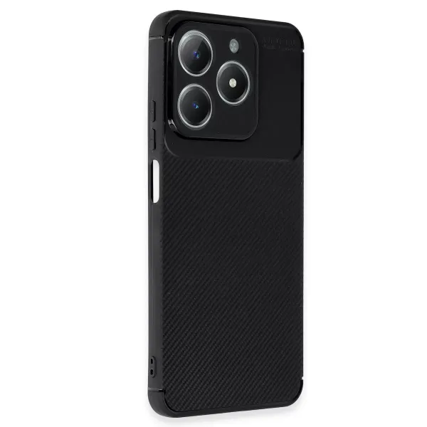 Realme C61 Kılıf Auto Focus Karbon Kapak - Siyah