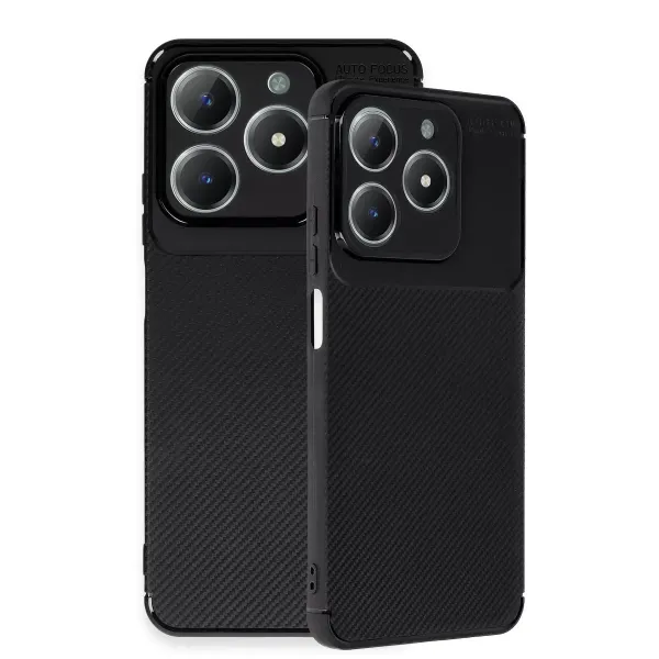 Realme C61 Kılıf Auto Focus Karbon Kapak - Siyah