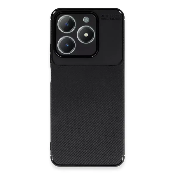 Realme C61 Kılıf Auto Focus Karbon Kapak - Siyah