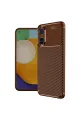 Oppo A60 Kılıf Auto Focus Karbon Kapak - Kahverengi