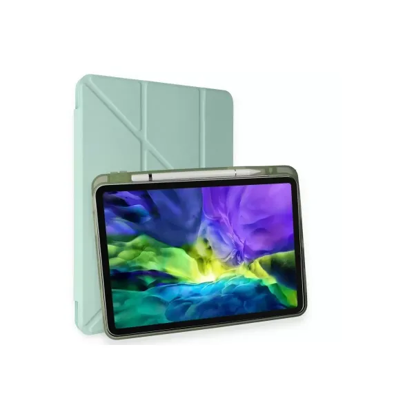 Apple İpad Pro 11 (2024) Kılıf Kalemlikli Mars Tablet Kılıfı - Açık Yeşil